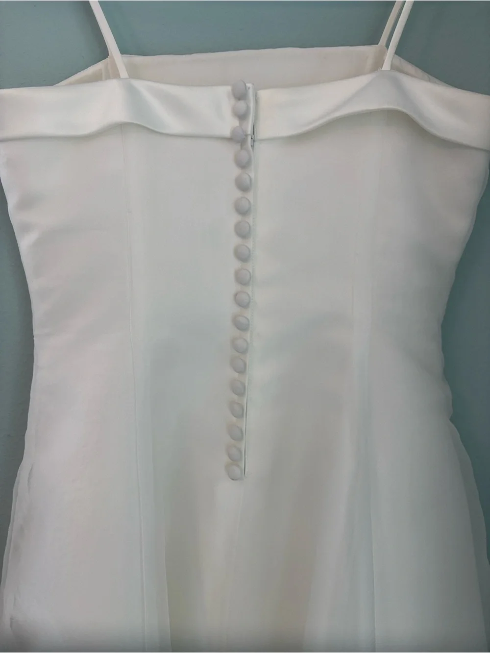 David's Bridal Ivory Floral Appliqué A-Line Dress - Picture 6 of 14
